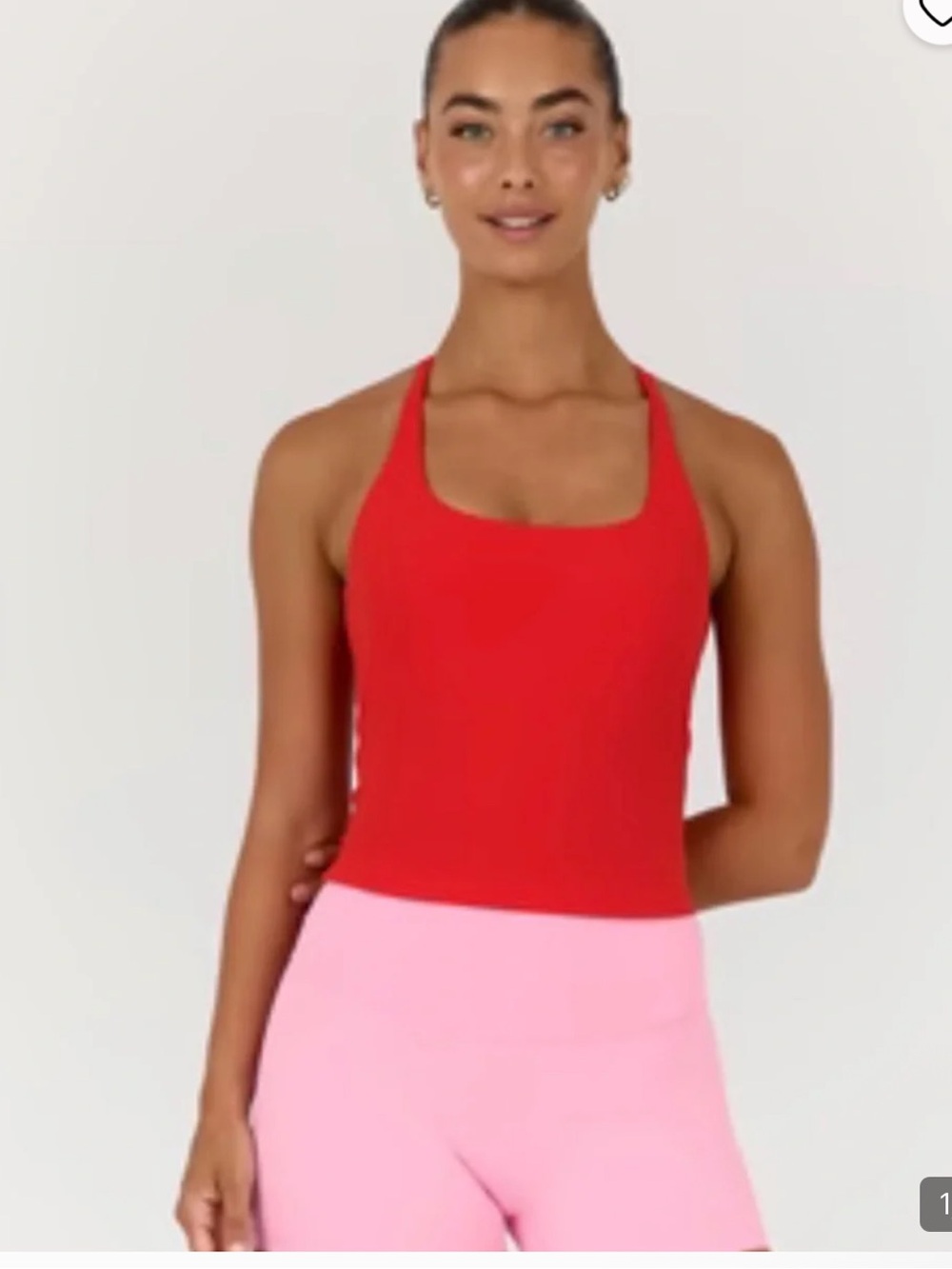 Square-Neck Racerback Tank Top in Red size S